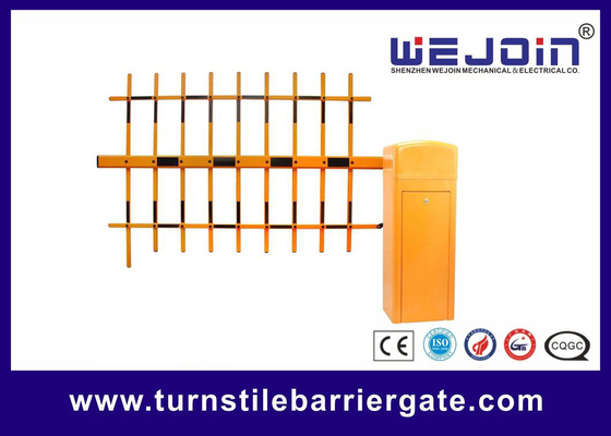 Yellow Color 4m Three Fence Arm Barrier Gate DC24V Brushless Motor Auto-reversing on Obstruction 